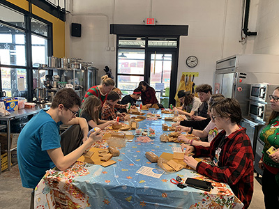 Students were able to enjoy the industrial kitchen at our partner venue, Keystone Kidspace. Gingerbread house build challenge accepted!